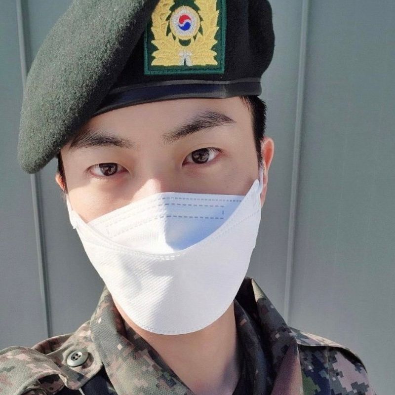 jin-of-bts-shares-pictures-after-completing-five-weeks-of-military-service
